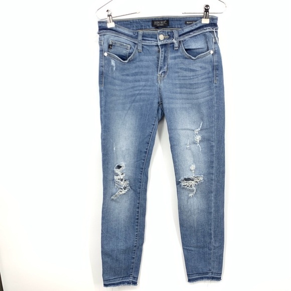 Judy Blue Women Size 5 27 Jeans Skinny Fit Lightwash Distressed Denim Pants - Picture 1 of 8